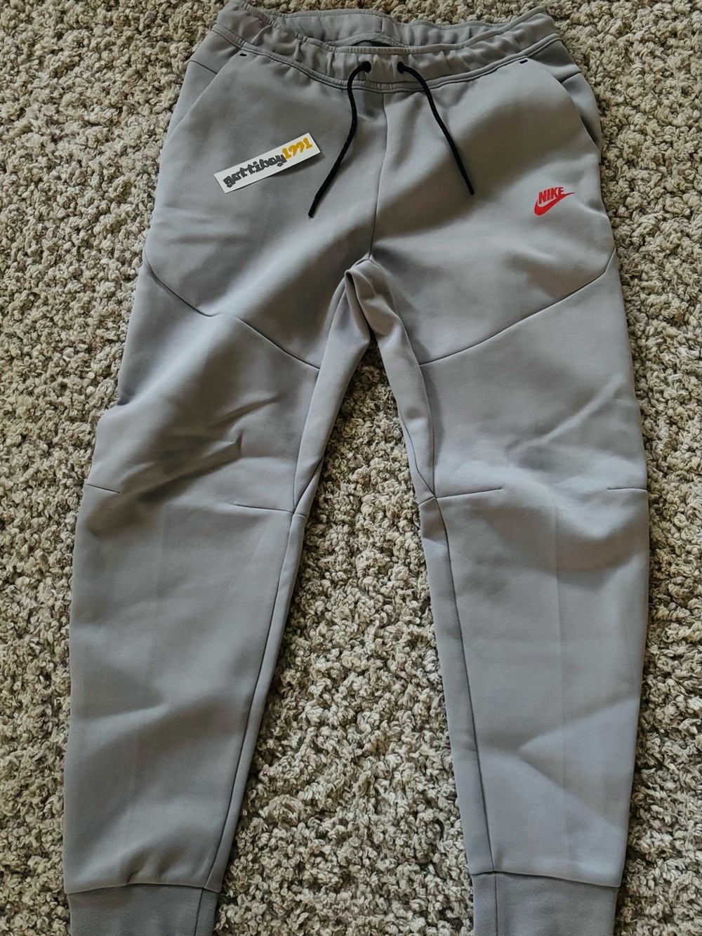 Nike Sportswear Tech Fleece Sweatpants Joggers 'Wolf Grey/Turf Orange' 2023 M